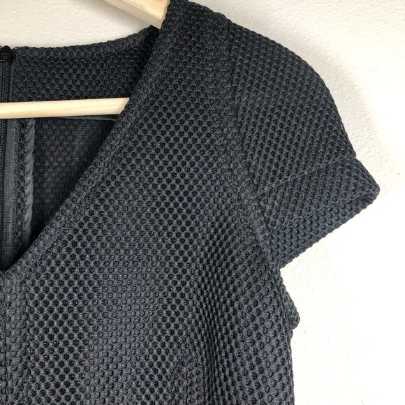 Escada Mesh Sheath Dress Patch Pockets Black Cap Sleeve 34 - Picture 3 of 8